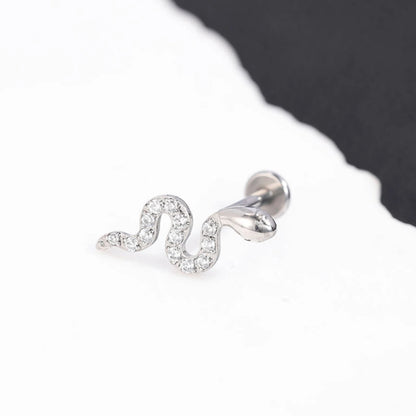 Piercing Labret de Titânio Cobra com Zircônia