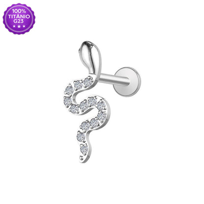 Piercing Labret de Titânio Cobra com Zircônia