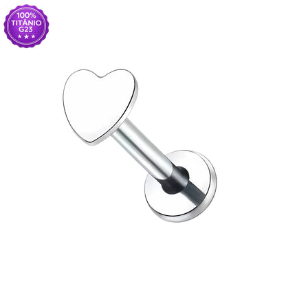 Piercing Labret de Titânio Coração Metálico