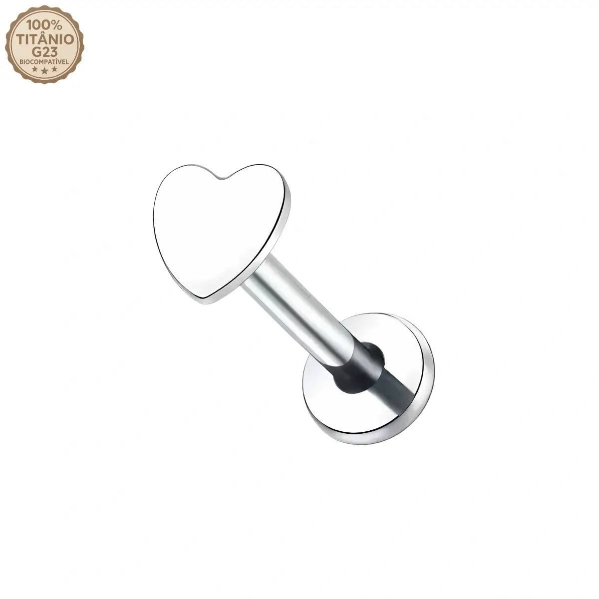 Piercing Labret de Titânio Coração Metálico