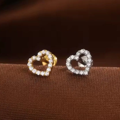 Piercing Labret de Titânio Coração em Zircônia