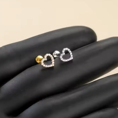 Piercing Labret de Titânio Coração em Zircônia