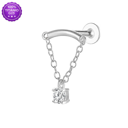 Piercing Labret de Titânio G23 com Corrente e Pingente