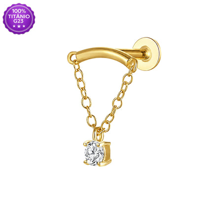 Piercing Labret de Titânio G23 com Corrente e Pingente