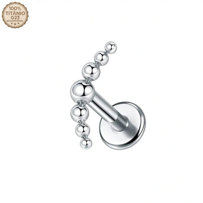 Piercing Labret de Titânio Curvo com Bolas