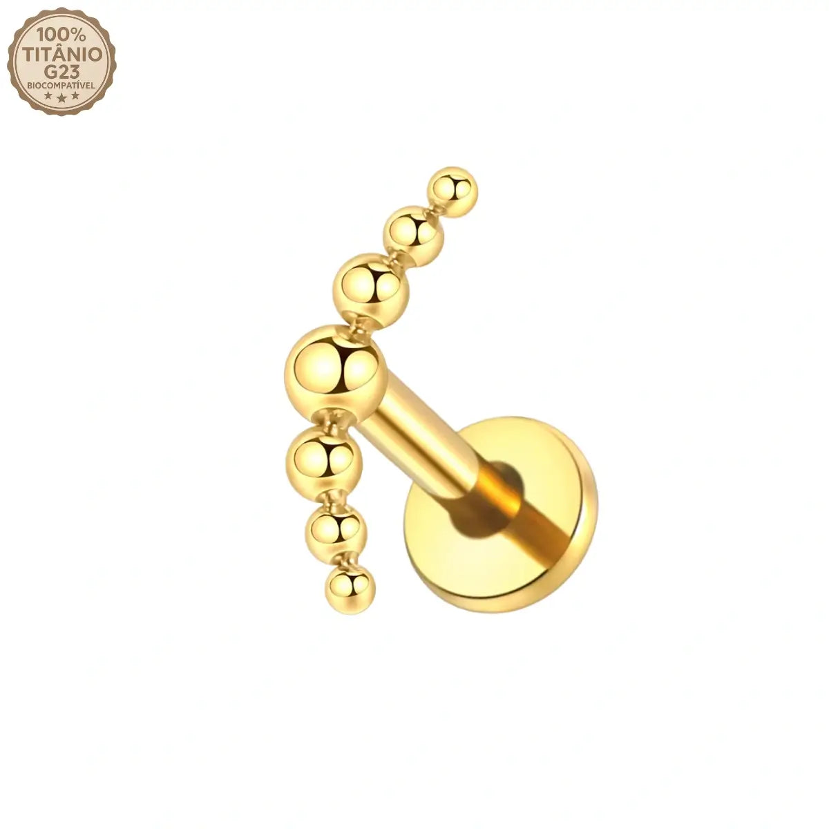 Piercing Labret de Titânio Curvo com Bolas