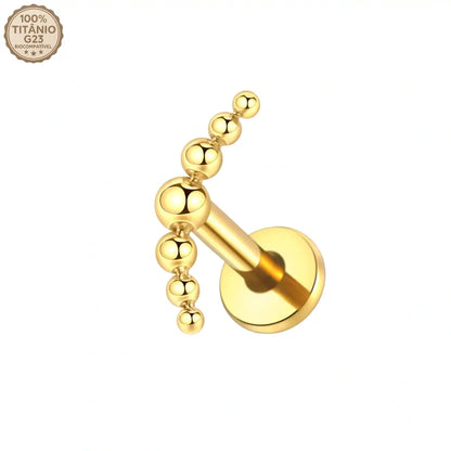 Piercing Labret de Titânio Curvo com Bolas
