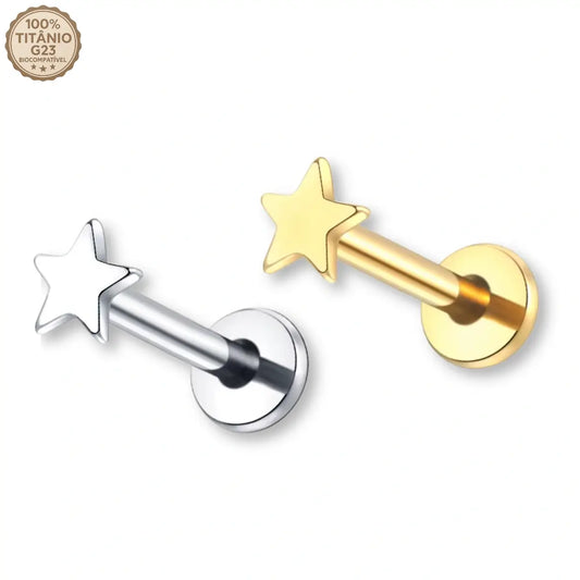 Piercing Labret de Titânio Estrela