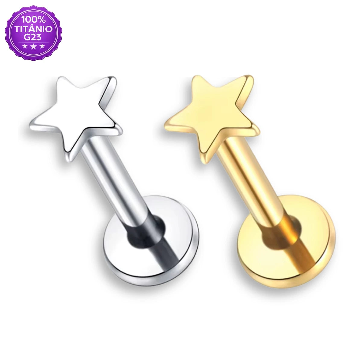 Piercing Labret Titânio G23 Estrela