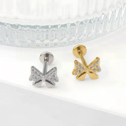 Piercing Labret de Titânio Laço em Zircônia