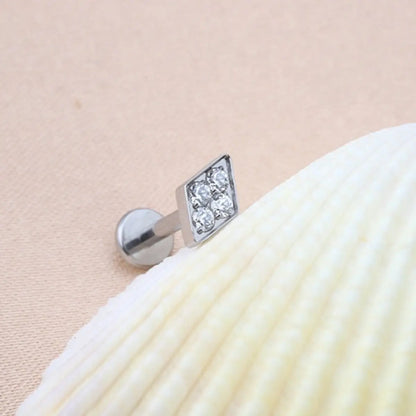 Piercing Labret de Titânio Losango em Zircônia