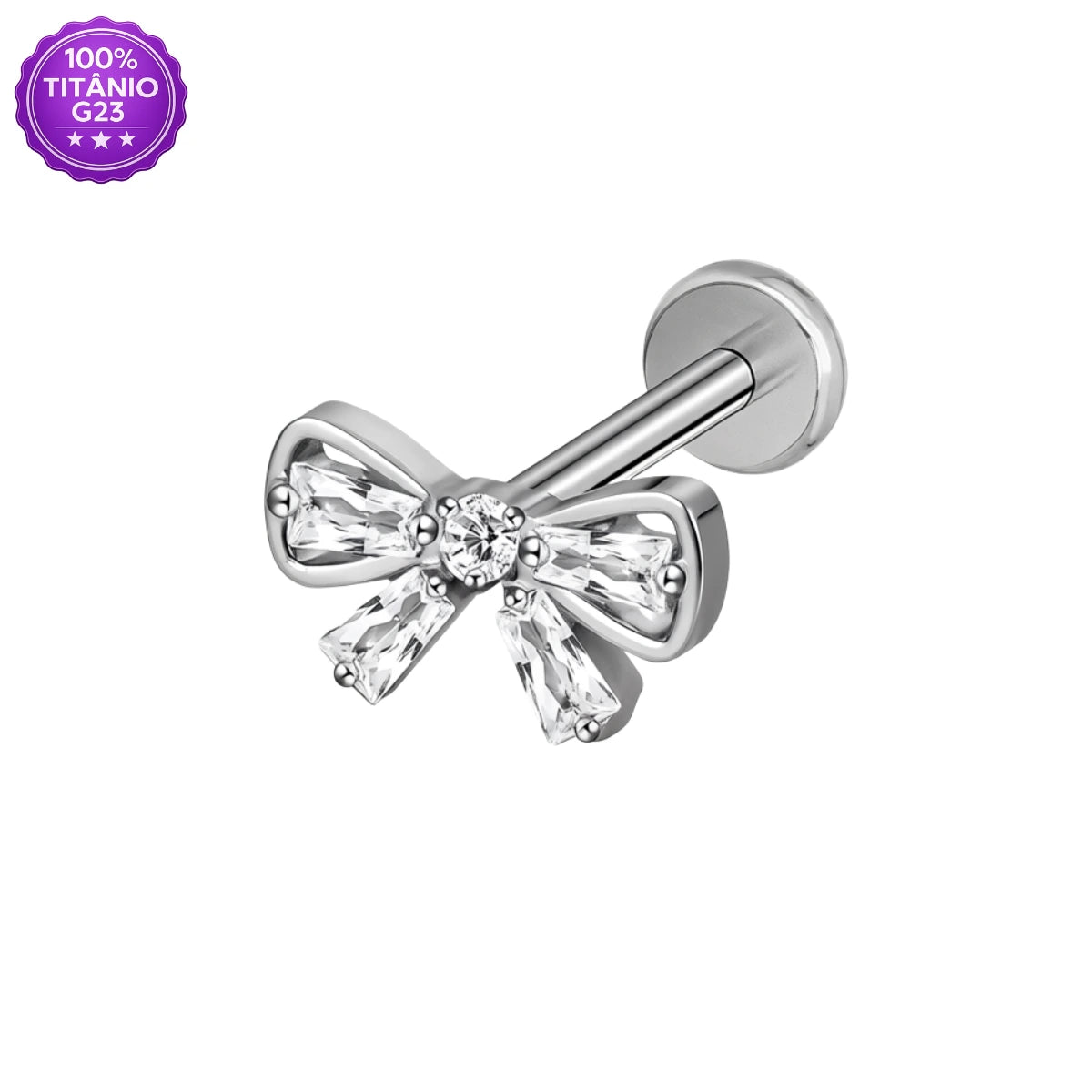 Piercing Labret de Titânio G23 Mini Laço Baby com Zircônia