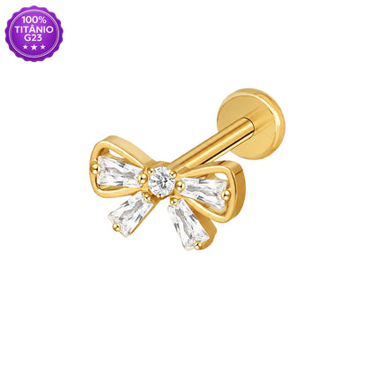 Piercing Labret de Titânio G23 Mini Laço Baby com Zircônia