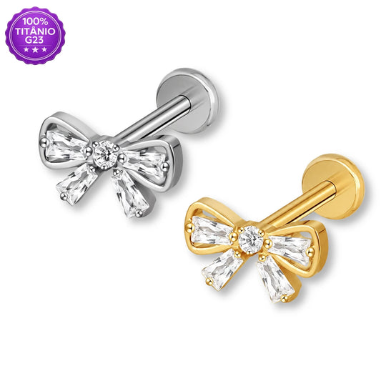 Piercing Labret de Titânio G23 Mini Laço Baby com Zircônia