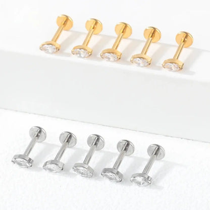 Piercing Labret de Titânio com Pedra de Zircônia