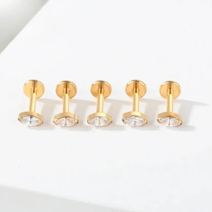 Piercing Labret de Titânio com Pedra de Zircônia