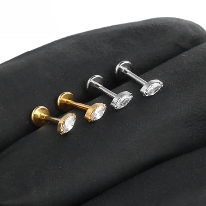 Piercing Labret de Titânio com Pedra de Zircônia