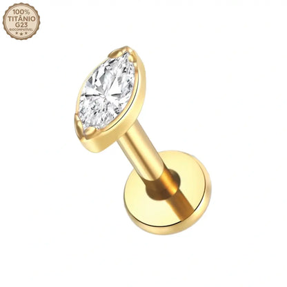 Piercing Labret de Titânio com Pedra de Zircônia