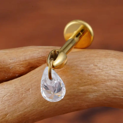 Piercing Labret de Titânio com Pingente de Zircônia