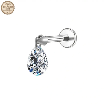 Piercing Labret de Titânio com Pingente de Zircônia