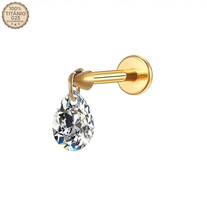 Piercing Labret de Titânio com Pingente de Zircônia