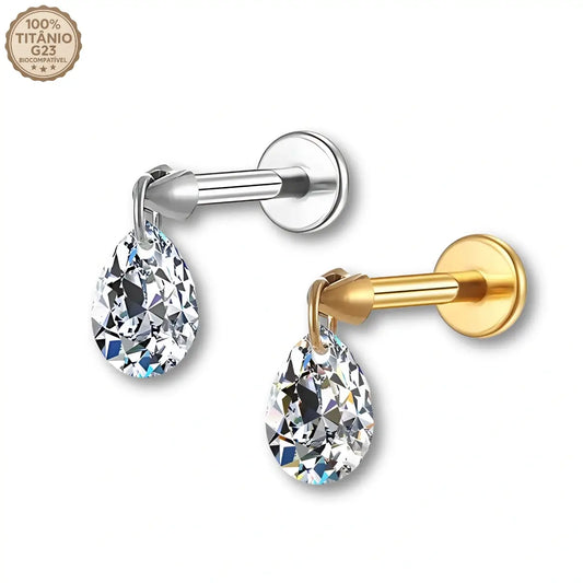 Piercing Labret de Titânio com Pingente de Zircônia