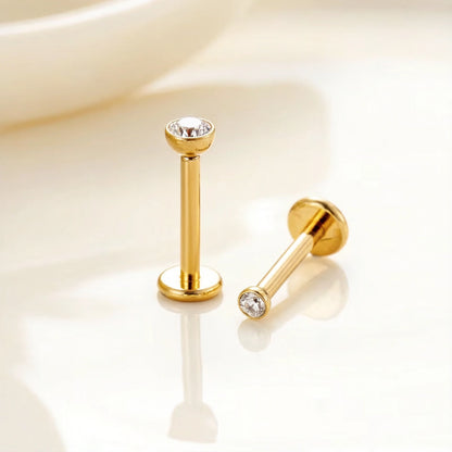 Piercing Labret de Titânio Push Pin com Ponto de Luz
