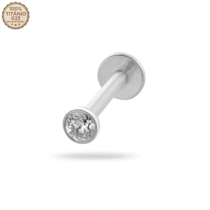 Piercing Labret de Titânio Push Pin com Ponto de Luz