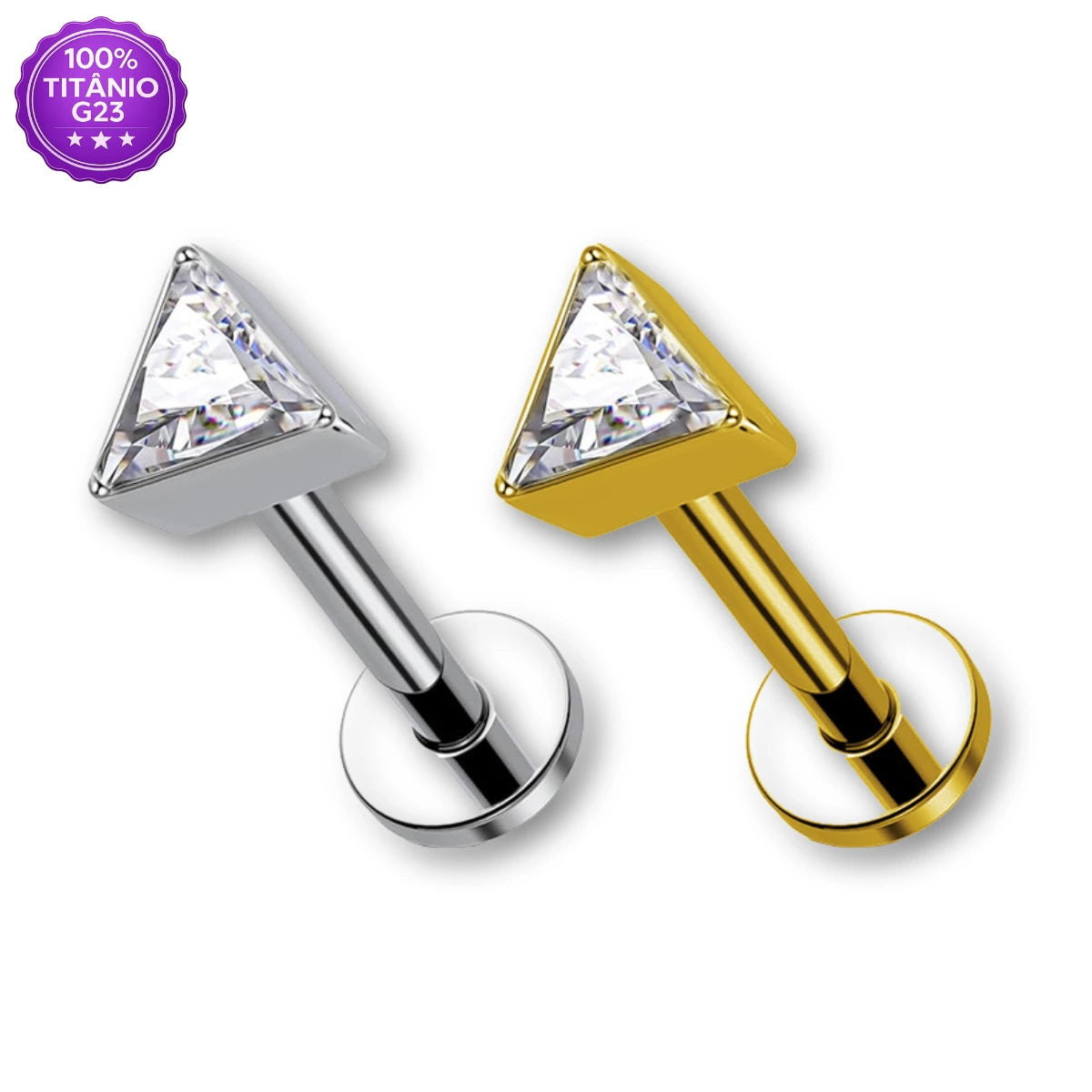 Piercing Labret Titânio G23 Zircônia Triangular