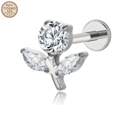Piercing Labret de Titânio Tulipa em Zircônia