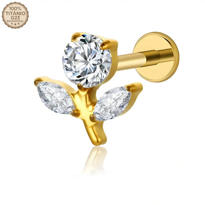 Piercing Labret de Titânio Tulipa em Zircônia
