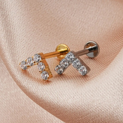 Piercing Labret de Titânio V com Zircônia