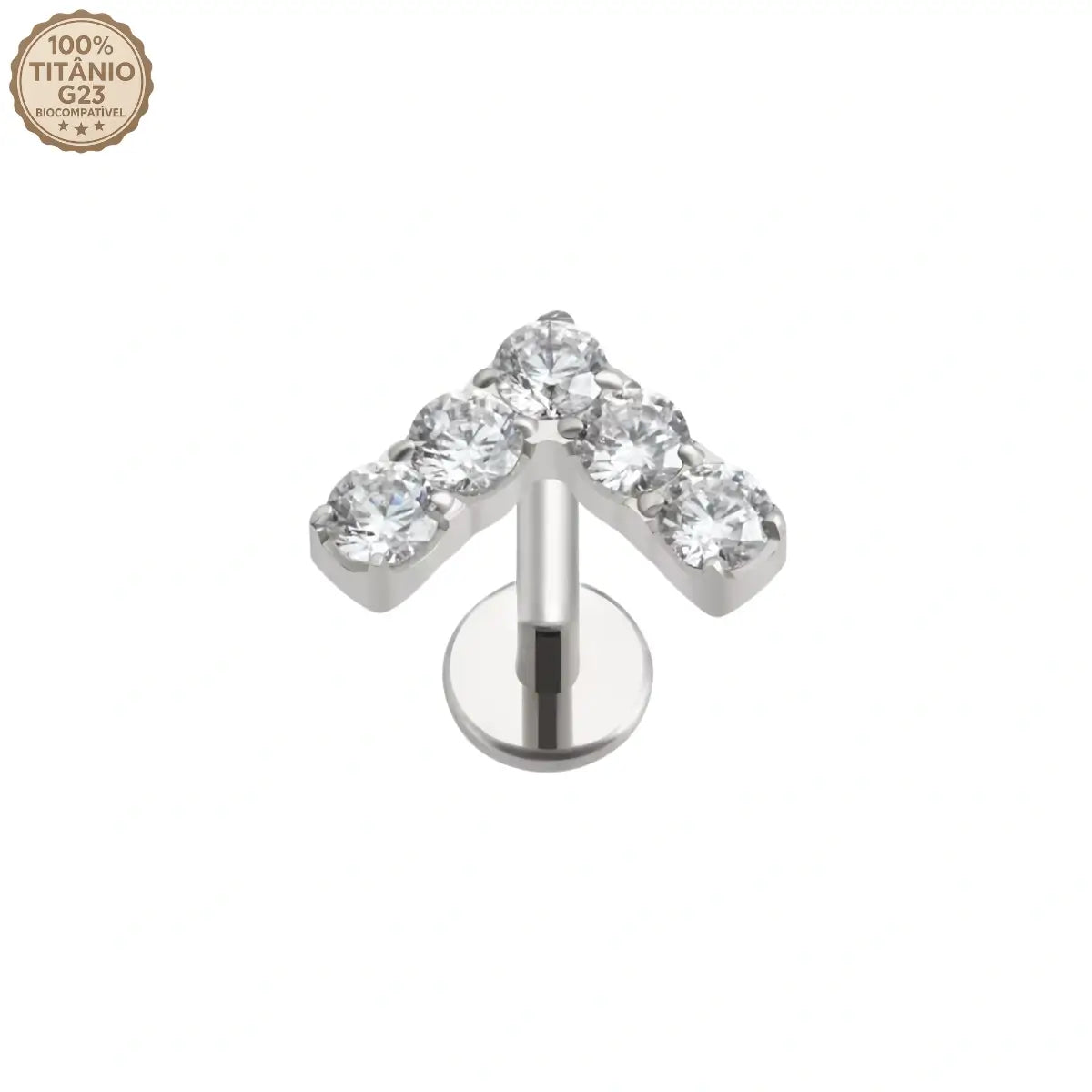 Piercing Labret de Titânio V com Zircônia