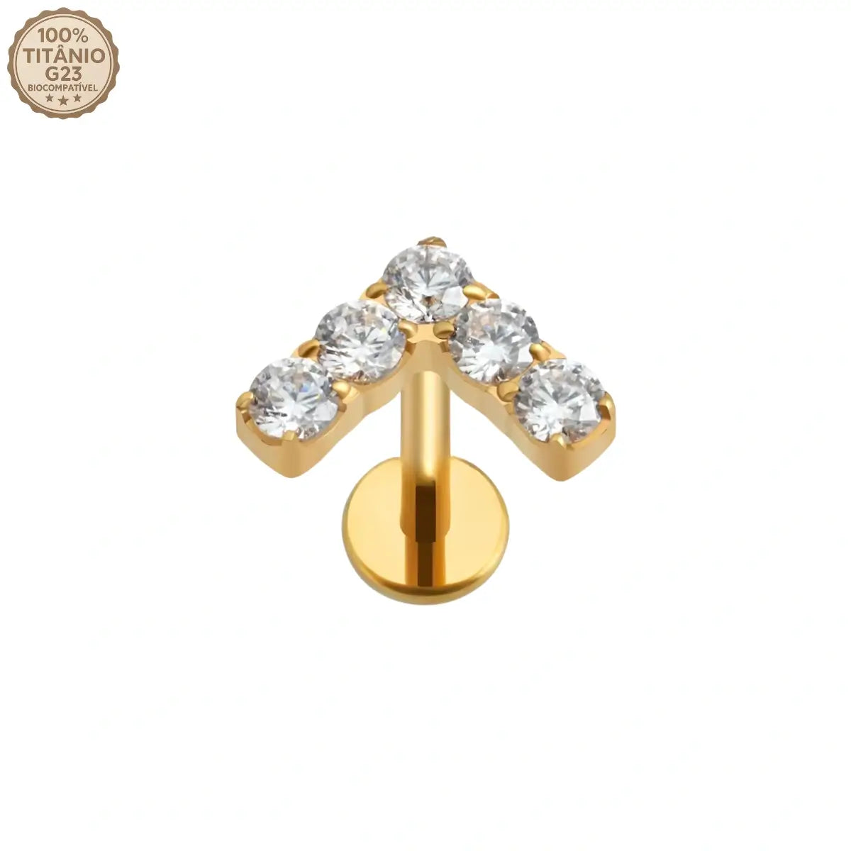 Piercing Labret de Titânio V com Zircônia