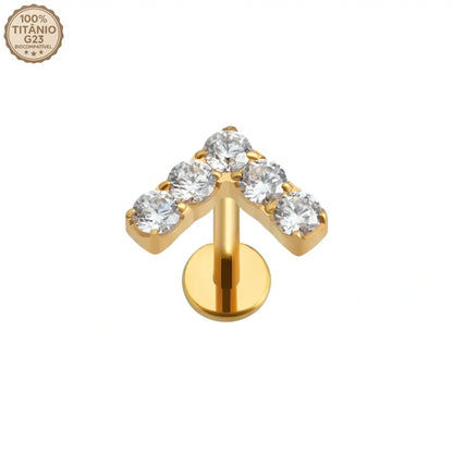 Piercing Labret de Titânio V com Zircônia