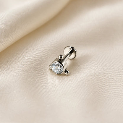 Piercing Labret de Titânio Zircônia com Detalhes