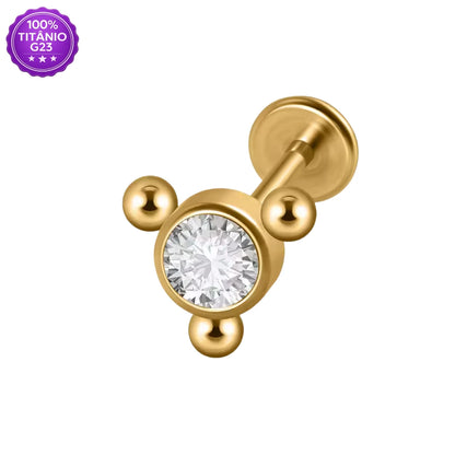 Piercing Labret de Titânio Zircônia com Detalhes