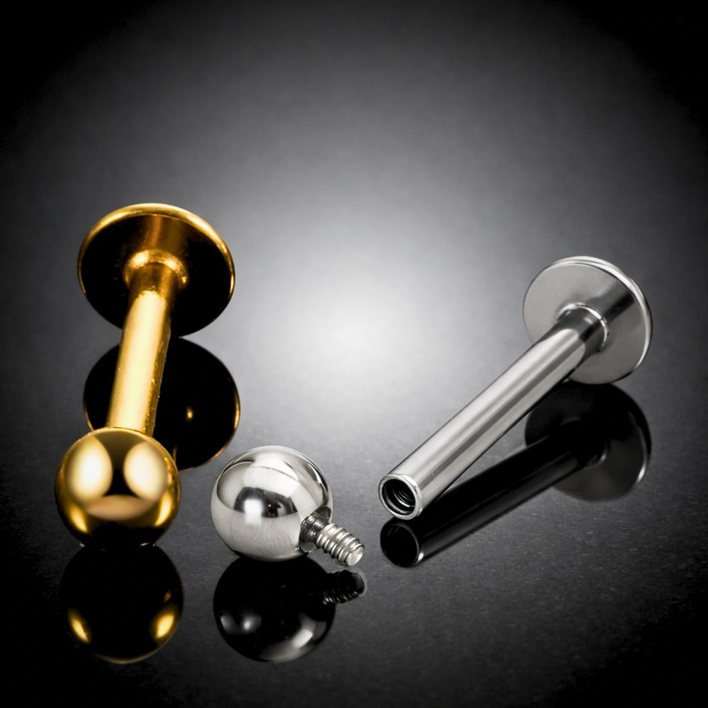 Piercing Labret Clássico em Titânio G23 com Rosca Interna (Bolinha)