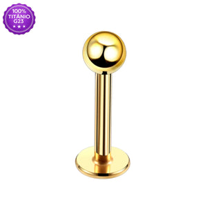 Piercing labret em titânio G23 dourado com revestimento PVD - vista lateral