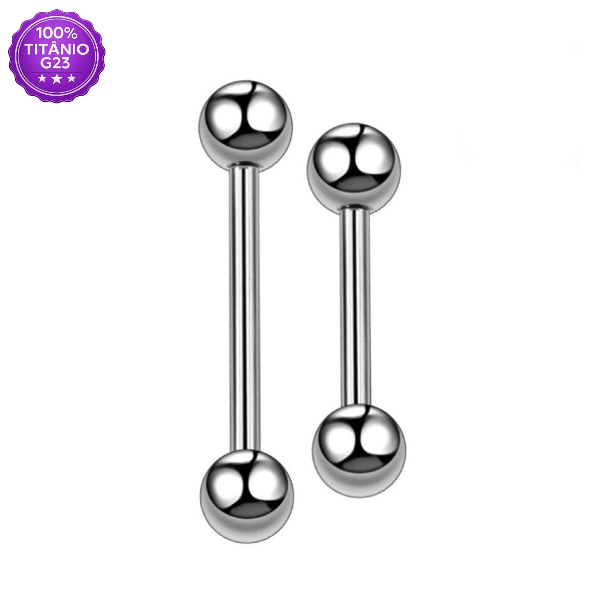 Piercing barbell reto em titânio G23 com esferas polidas