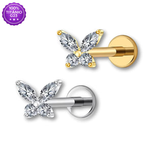 Piercing Mid Helix Mini Borboleta Push Pin Titânio G23