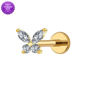 Piercing Mini Borboleta Push Pin em Titânio G23 dourado