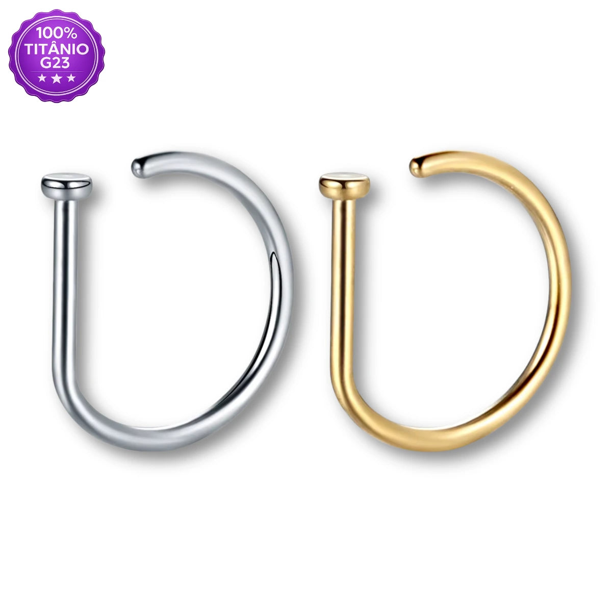 Piercing Nostril Argola D-Ring em Titânio G23