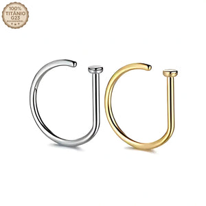 Piercing nostril argola D-Ring em Titânio G23 nas cores prateado e dourado