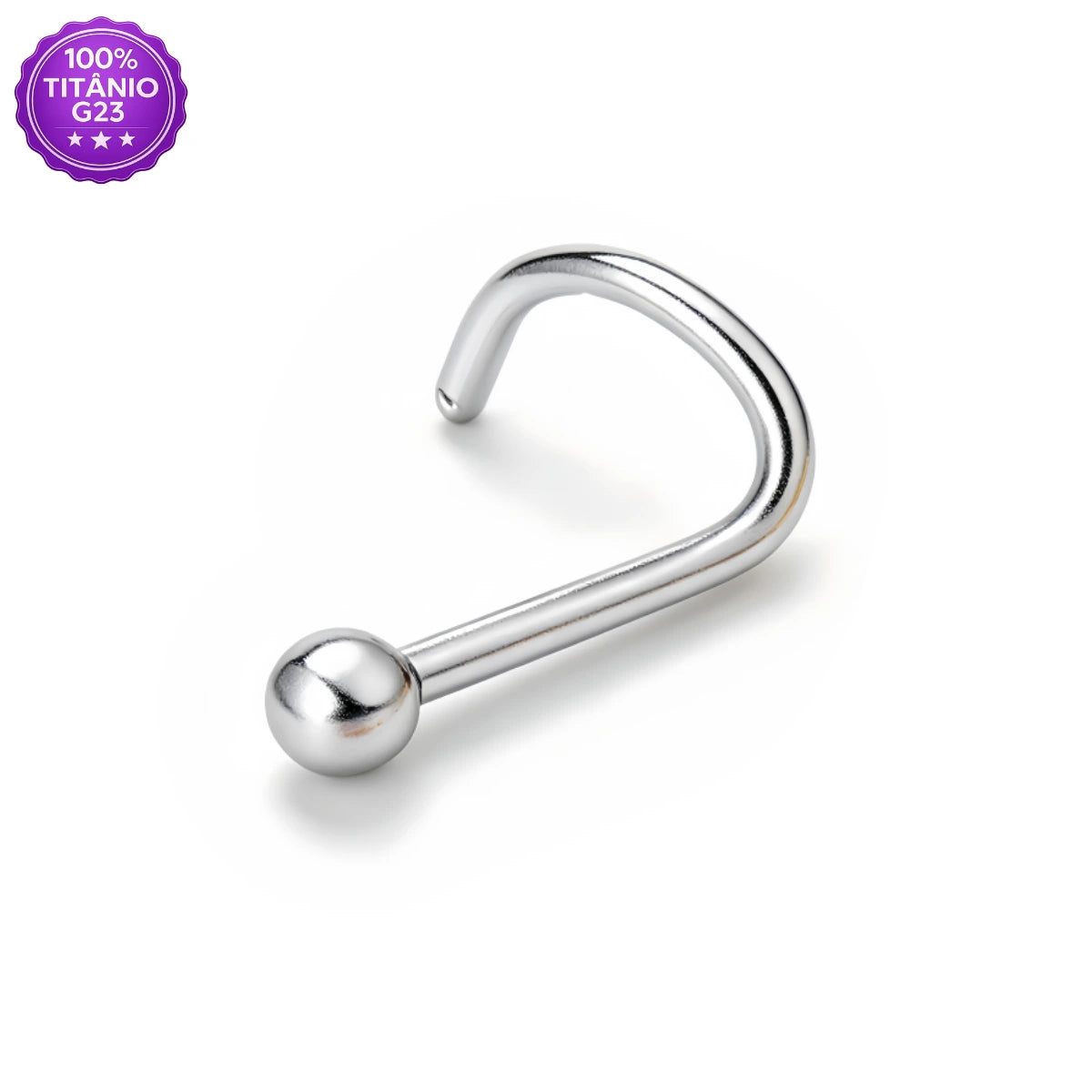 Piercing de nariz com bolinha lisa de Titânio G23