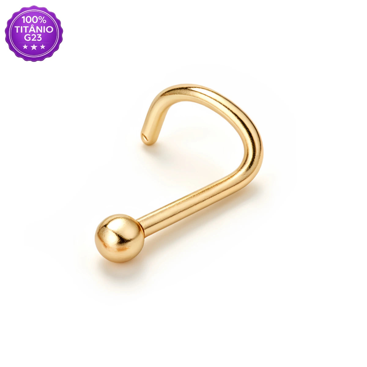 Piercing Nostril dourado em Titânio G23 com bolinha lisa