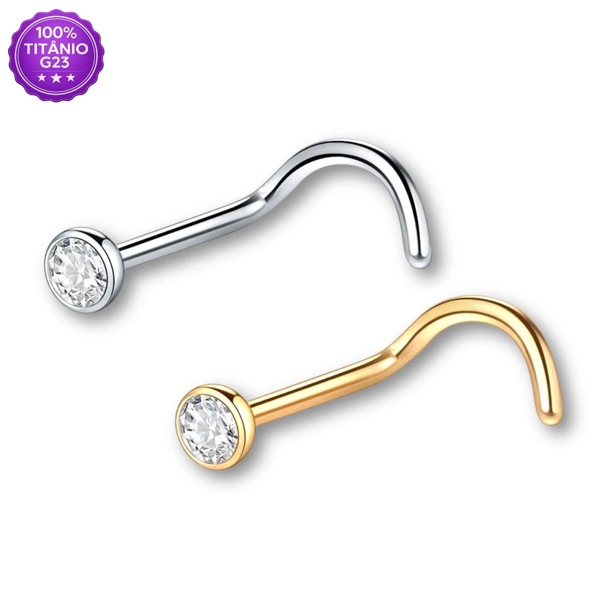 Piercing Nostril de Titânio com Zircônia