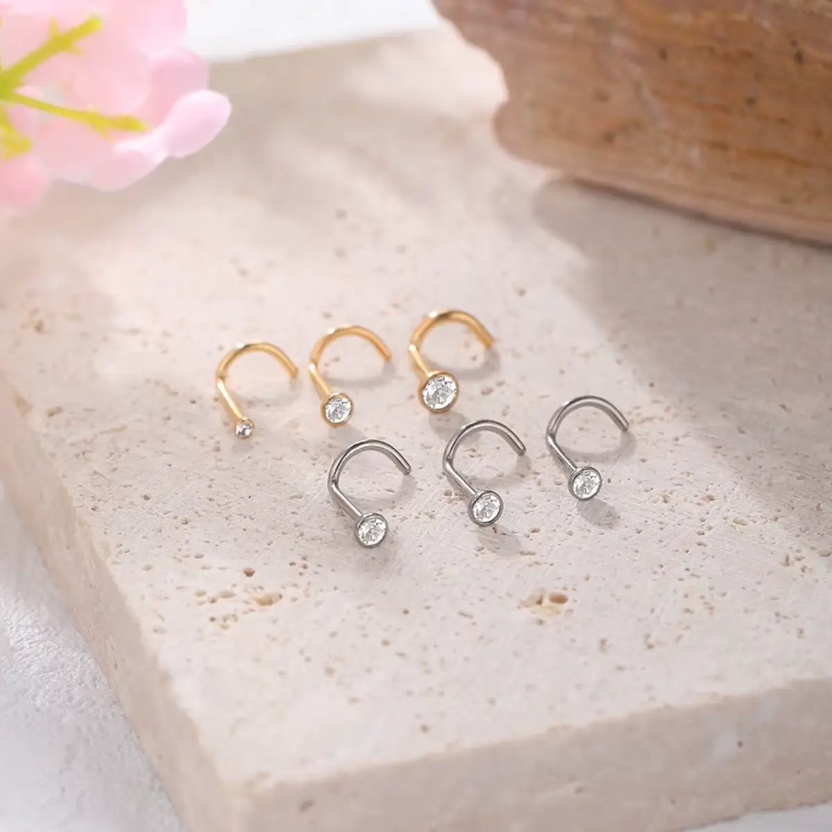 Piercing Nostril de Titânio com Zircônia