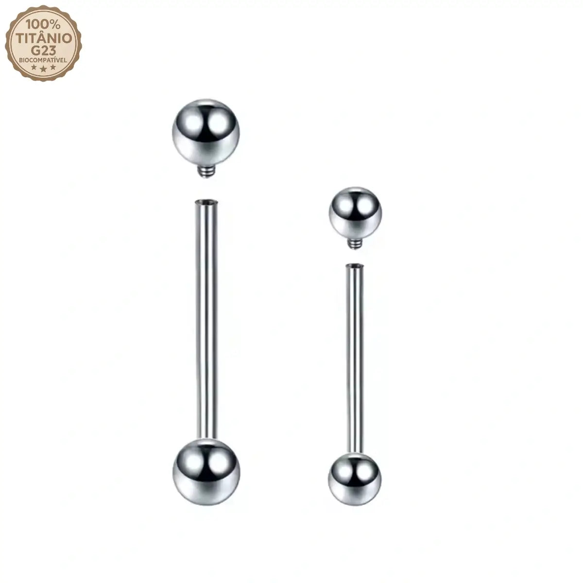 Piercing Reto Titânio G23 Rosca Interna