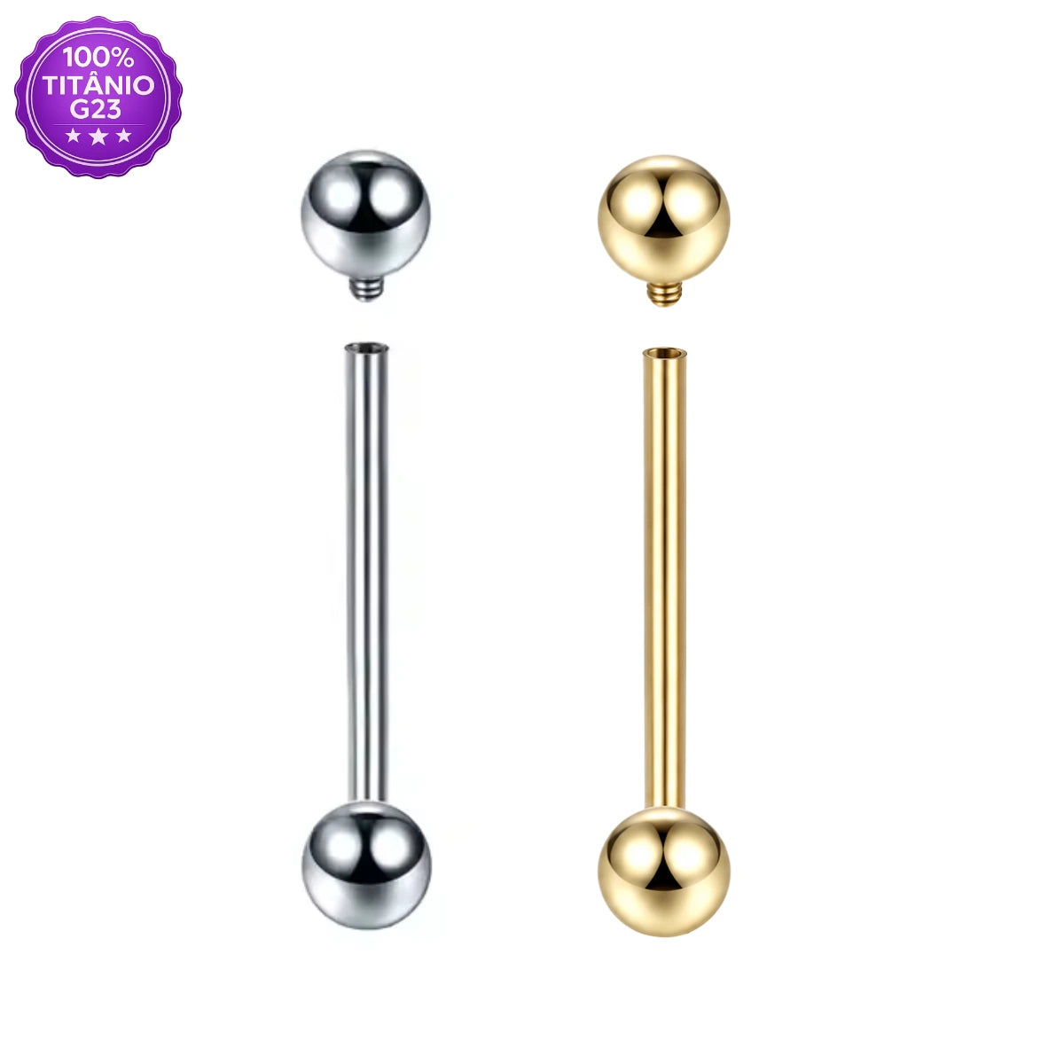 Piercing Barbell Reto Titânio G23 Rosca Interna